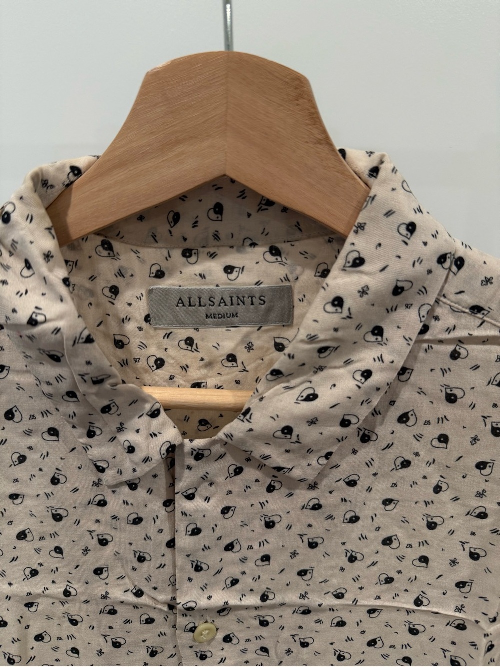 All Saints Men’s Printed Button-Up with ying yang hearts